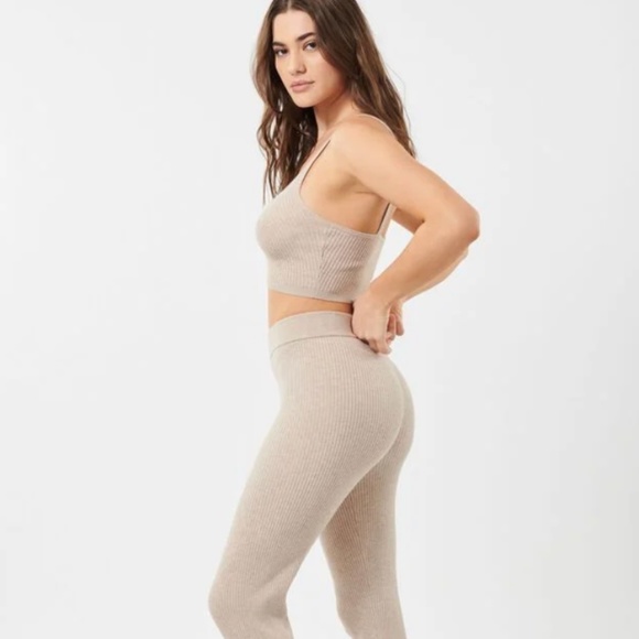 Brown/Nude Ribbed Knitted Lounge Set